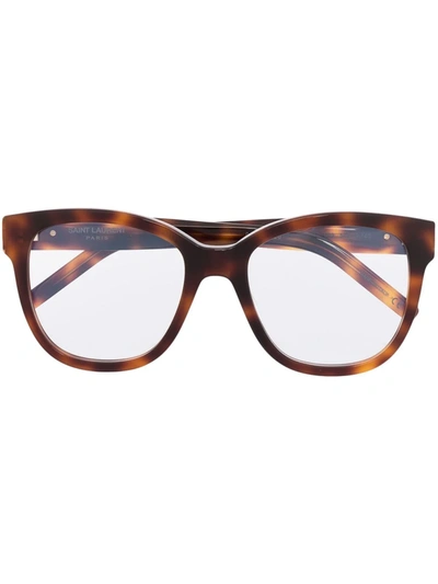 Saint Laurent Tortoise-shell Square Frames In Brown