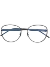Saint Laurent Polished-effect Round-frame Glasses In Black