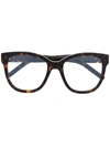 Saint Laurent Tortoiseshell-effect Oversize-frame Glasses In Brown