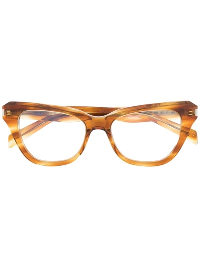 Saint Laurent Tortoiseshell-effect Cat Eye-frame Glasses In Brown