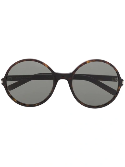 Saint Laurent Tortoiseshell-effect Round-frame Sunglasses In Brown