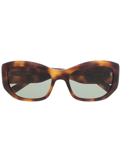 Saint Laurent Tortoiseshell-effect Round-frame Sunglasses In Brown