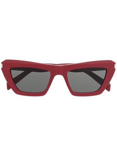 Saint Laurent Polished-effect Cat-eye Frame Sunglasses In Red