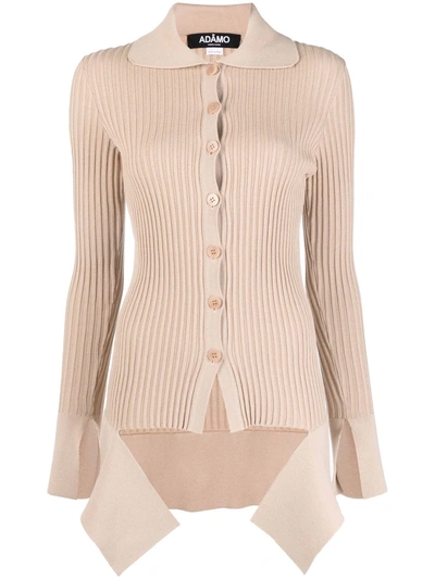 Adamo Asymmetric Ribbed Cardigan Top In Neutrals