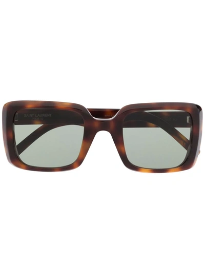 Saint Laurent Tortoiseshell-effect Oversize-frame Sunglasses In Brown
