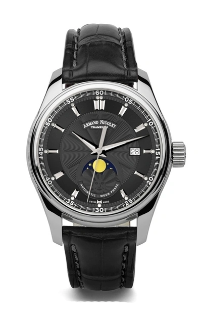 Armand Nicolet Mh2 Moonphase Automatic Black Dial Mens Watch A640l-nr-p840nr2