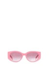 Alexander Mcqueen Graffiti Logo-print Oval-frame Sunglasses In Pink