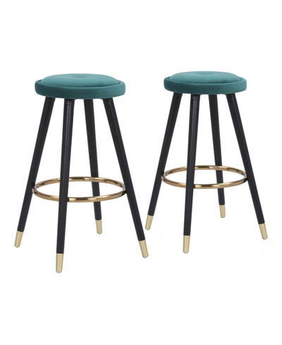 Lumisource Cavalier Counter Stool - Set Of 2 In Green