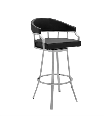 Armen Living Palmdale Swivel Modern Faux Leather Bar And Counter Stool In Gray