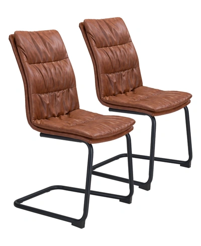 Zuo Sharon Dining Chair, Set Of 2 In Brown