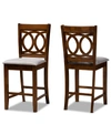 BAXTON STUDIO LENOIR MODERN AND CONTEMPORARY FABRIC UPHOLSTERED 2 PIECE COUNTER HEIGHT PUB CHAIR SET