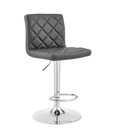 Armen Living Duval Adjustable Faux Leather Swivel Bar Stool In Gray