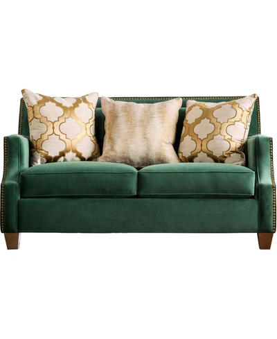Furniture Of America Eyreanne Upholstered Love Seat In Green