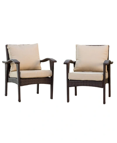 Noble House Bradley Outdoor Armchair With Cushions, Set Of 2
