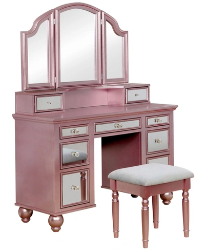 Furniture Of America Falden Multi-drawer Vanity Set In Pastel Flower
