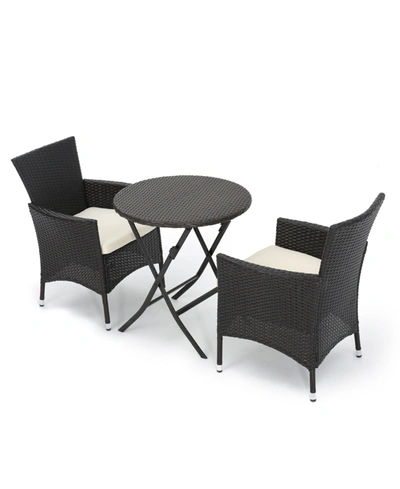 Noble House Malaga Outdoor 3 Piece Bistro Set With Cushions