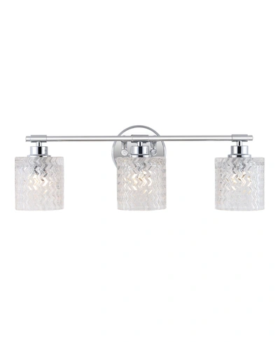 Jonathan Y Spaulding Vintage-like 3-light Pattern Glass Farmhouse Cottage Led Vanity Light In Silver-tone