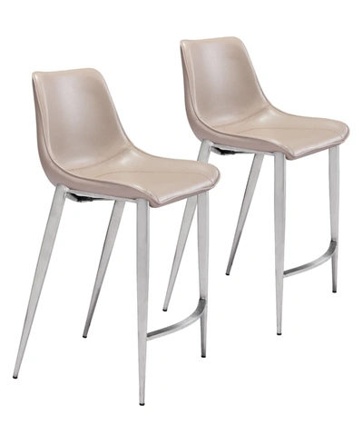 Zuo Magnus Counter Chair, Set Of 2 In Gray