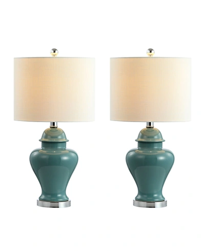 Jonathan Y Qin Classic Cottage Led Table Lamp, Set Of 2 In Green