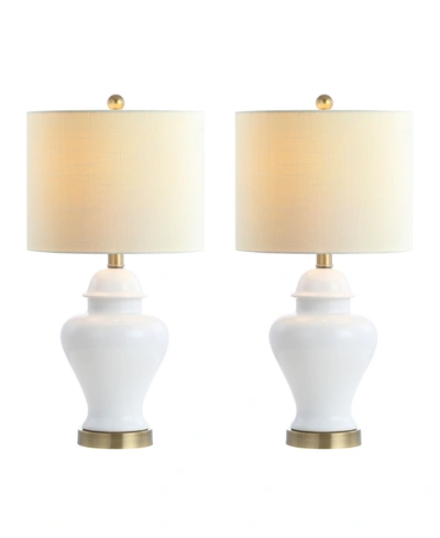 Jonathan Y Qin Classic Cottage Led Table Lamp, Set Of 2 In White