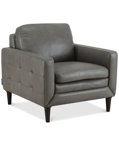Furniture Closeout! Locasta 35" Tufted Leather Arm Chair, Created For Macy's In Taupe