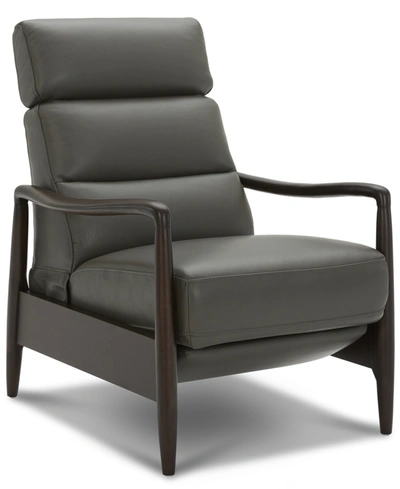 Furniture Closeout! Jazlo Leather Push Back Recliner, Created For Macy's In Charcoal