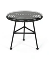 Noble House Orlando Outdoor Woven Side Table With Glass Top