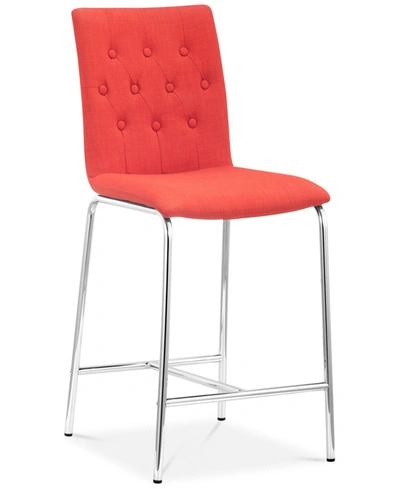 Zuo Uppsala Counter Chair, Set Of 2 In Orange