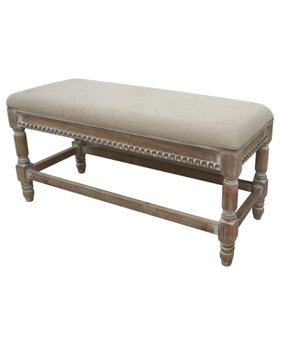 Crestview Moultrie Linen And Fir Wood Upholstered Bench In Brown
