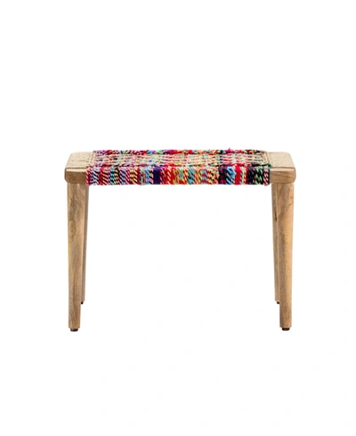 Crestview Betsy Colorful Chindi Woven Bench In Brown Overflow
