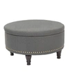 Office Star Augusta Round Storage Ottoman With Antique Bronze Nailheads