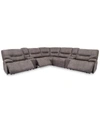 FURNITURE CLOSEOUT! FELYX 133" 7-PC. FABRIC SECTIONAL SOFA WITH 3 POWER RECLINERS, POWER HEADRESTS, 2 CONSOLES