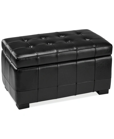 Furniture Benson Leather Storage Ottoman In Brown