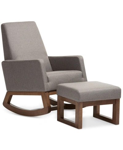 Furniture Yashiya Rocker And Ottoman Set In Grey