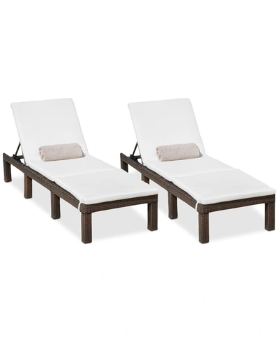 Noble House Wellington Outdoor Chaise Lounge (set Of 2) In Brown