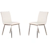 Armen Living Cafe Brushed Stainless Steel Dining Chair In Gray Artificial Leather With Walnut Back