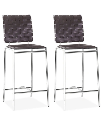 Zuo Set Of 2 Criss Cross Counter Chairs