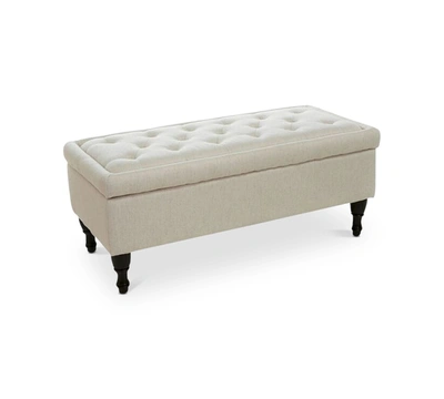 Noble House Bineta Storage Ottoman In Linen