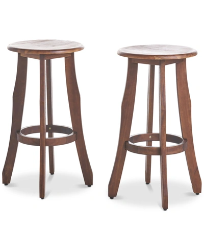 Noble House Carmel Outdoor Barstools (set Of 4) In Dark Brown