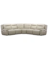 Furniture Lenardo 5-pc. Leather Sectional With 3 Power Motion Recliners, Created For Macy's