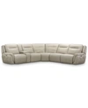 Furniture Lenardo 6-pc. Leather Sectional With 3 Power Recliners And Console, Created For Macy's