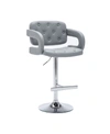 AC PACIFIC MODERN LEATHER ADJUSTABLE BUTTON-TUFTED UPHOLSTERED BARSTOOL