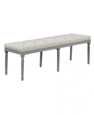 Ac Pacific Jack Button Tufted Upholstered Bench With Weathered Legs