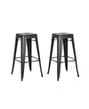 AC PACIFIC BACKLESS INDUSTRIAL METAL BAR STOOL, SET OF 2