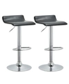 AC PACIFIC CONTOURED HYDRAULIC LIFT CHROME BASE BAR STOOL WITH FOOTREST, SET OF 2