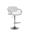 AC PACIFIC MODERN LEATHER ADJUSTABLE BUTTON-TUFTED UPHOLSTERED BARSTOOL