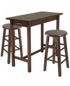 WINSOME SALLY 3-PIECE BREAKFAST TABLE SET WITH 2 SQUARE LEG STOOLS