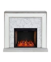 SOUTHERN ENTERPRISES AUDREY FAUX STONE MIRRORED ALEXA-ENABLED ELECTRIC FIREPLACE