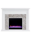 SOUTHERN ENTERPRISES ELIOR MARBLE TILED COLOR CHANGING ELECTRIC FIREPLACE