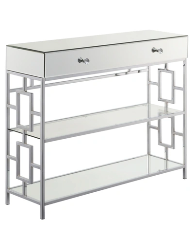 Convenience Concepts Town Square 1 Drawer Mirrored Console Table In Silver-tone